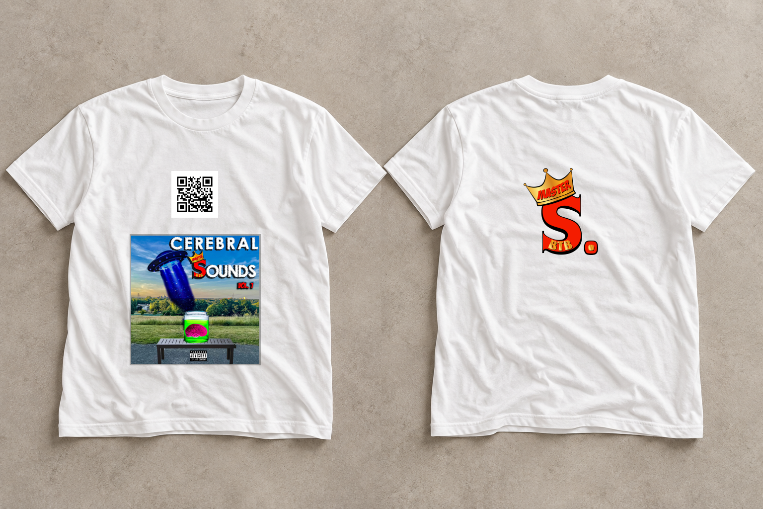 Vol. 1 · Cover + crest T-shirt, front and back